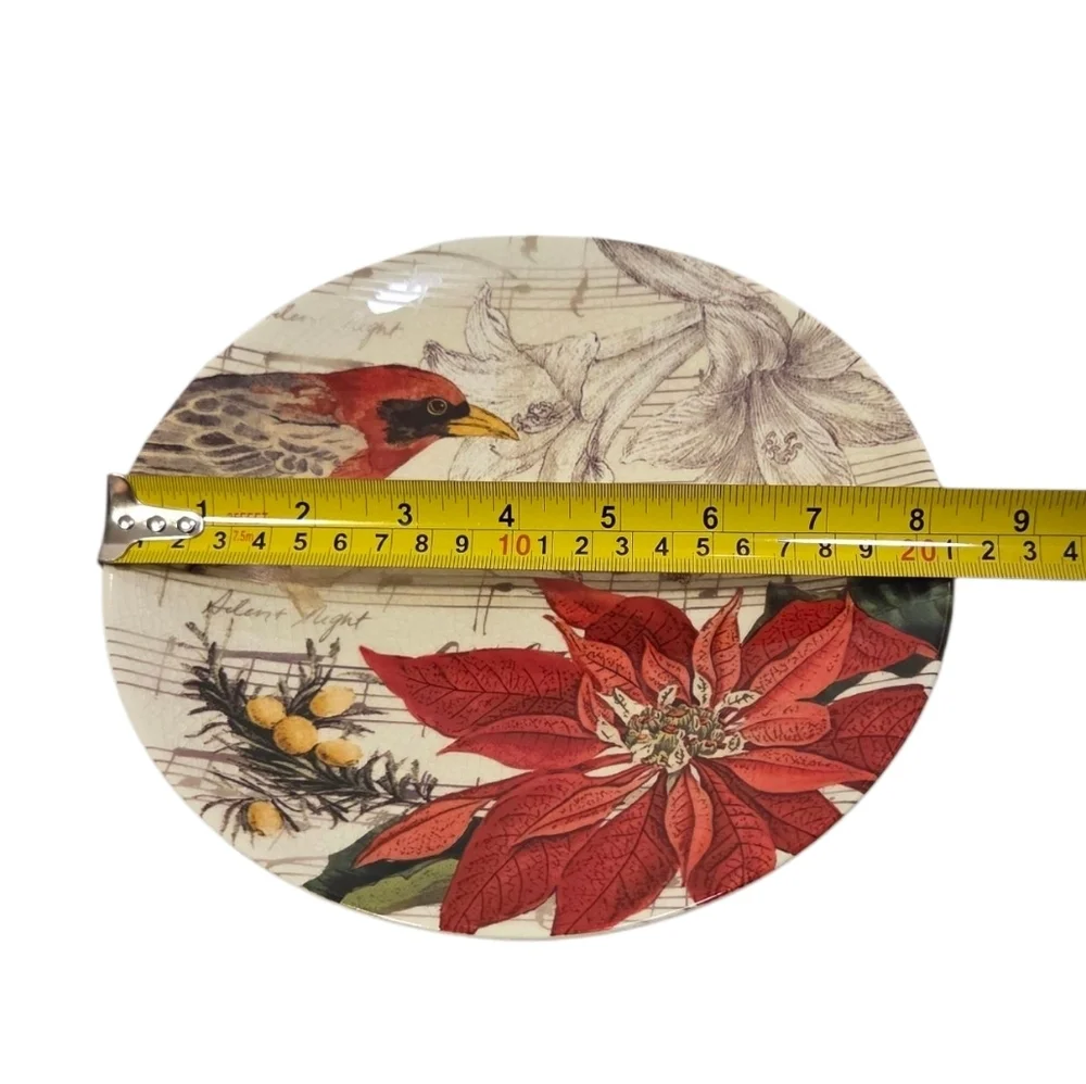 Pottery Barn Set Of 4 Christmas SongBirds Decoupage Salad‎ Dessert App Plates